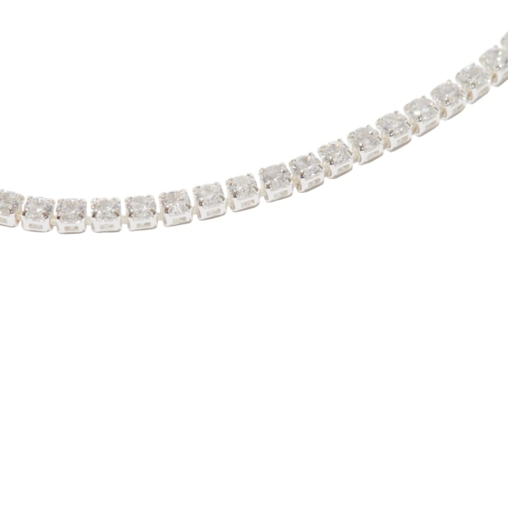 18" Silver Tennis Necklace- CZ
